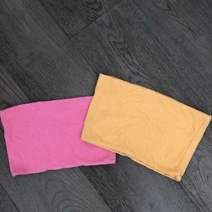 PINK AND YELLOW TOPSHOP TUBE TOPS